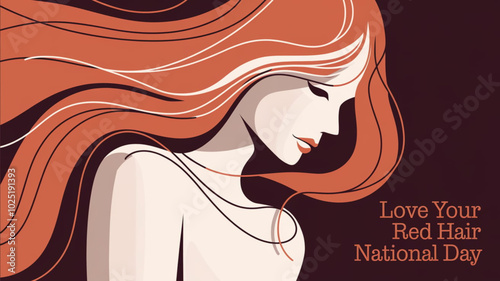 National Love Your Red Hair Day vibrant illustration featuring a bold red-haired woman for November 5th

