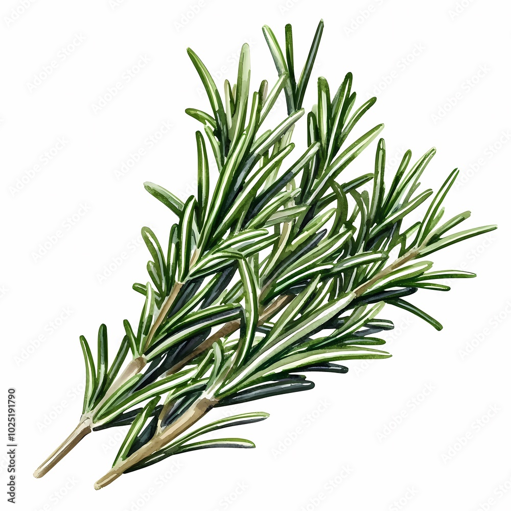 Fototapeta premium Delicate Watercolor Rosemary Botanical Illustration