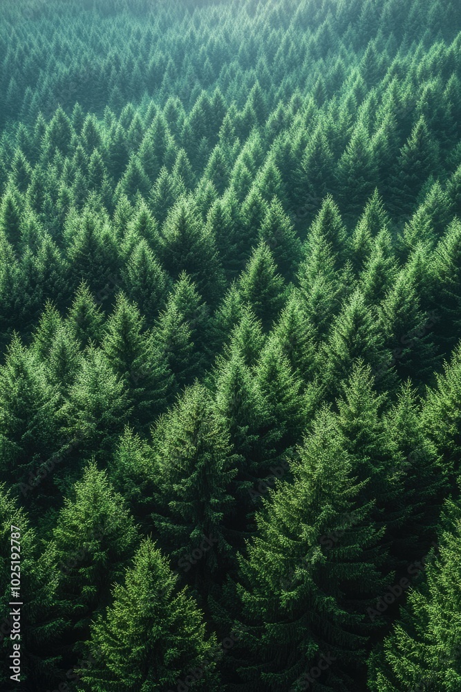 Fototapeta premium Lush Evergreen Forest Stretching into the Distance
