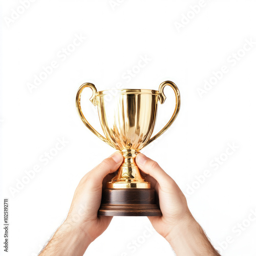 Holding Trophy Isolated