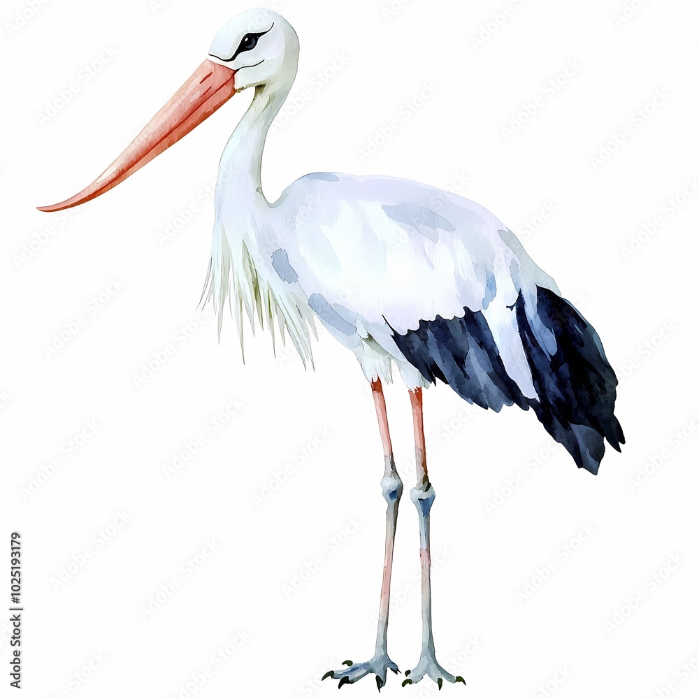 Fototapeta premium Whimsical Stork with Long Legs in Quirky Style