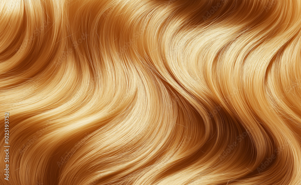 Golden wavy hair texture, showing smooth, flowing strands in a close-up. Golden wavy hair texture, showing smooth, flowing strands in a close-up.
