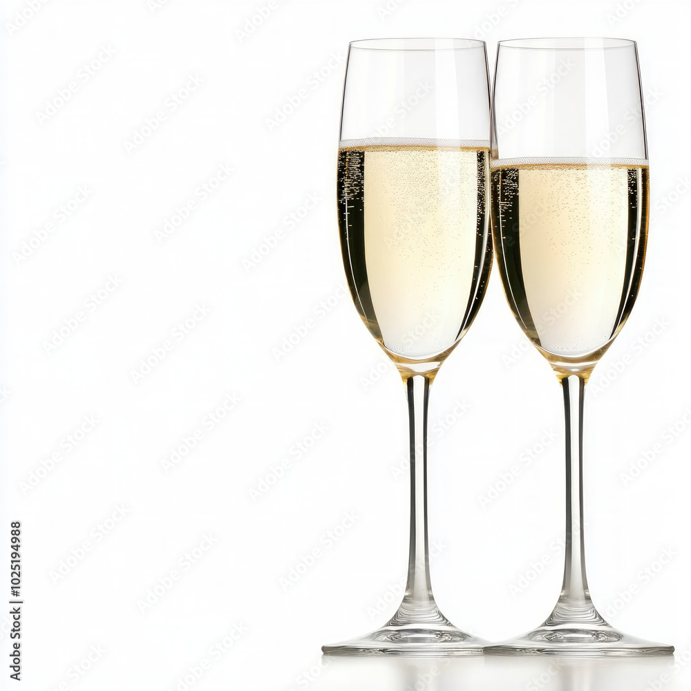 Two Champagne Glasses Isolated Two Champagne Glasses Isolated