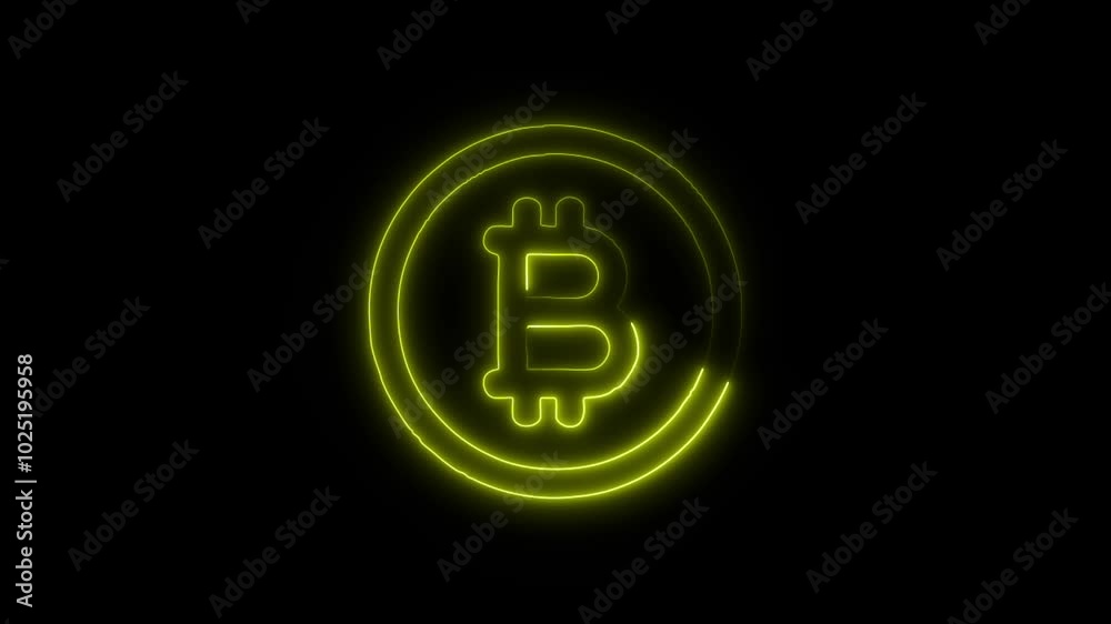Currency Bitcoin Outline Icon in HD Video Neon Animation – Cryptocurrency and Finance Symbol on Black Background Currency Bitcoin Outline Icon in HD Video Neon Animation – Cryptocurrency and Finance Symbol on Black Background