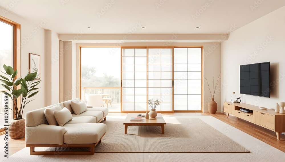 Fototapeta premium Japandi Minimalist Living Room