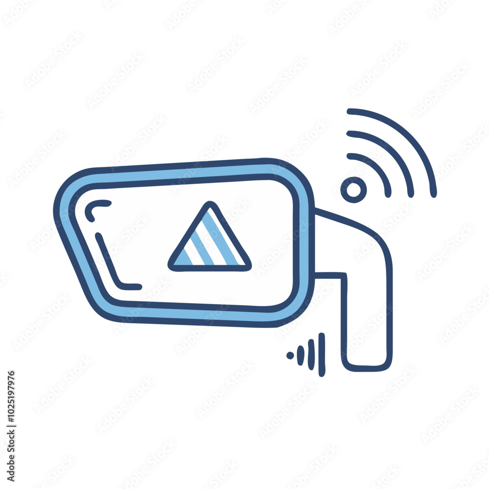 Blind spot detection icon with side mirror and warning lights Blind spot detection icon with side mirror and warning lights