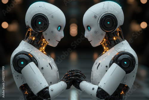 Robots Facing Each Other with Clasped Hands 