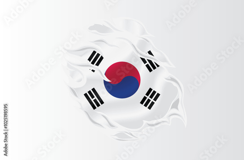 South Korea flag ripped icon illustration