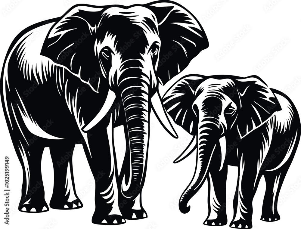 Fototapeta premium elephant silhouette vector illustration.