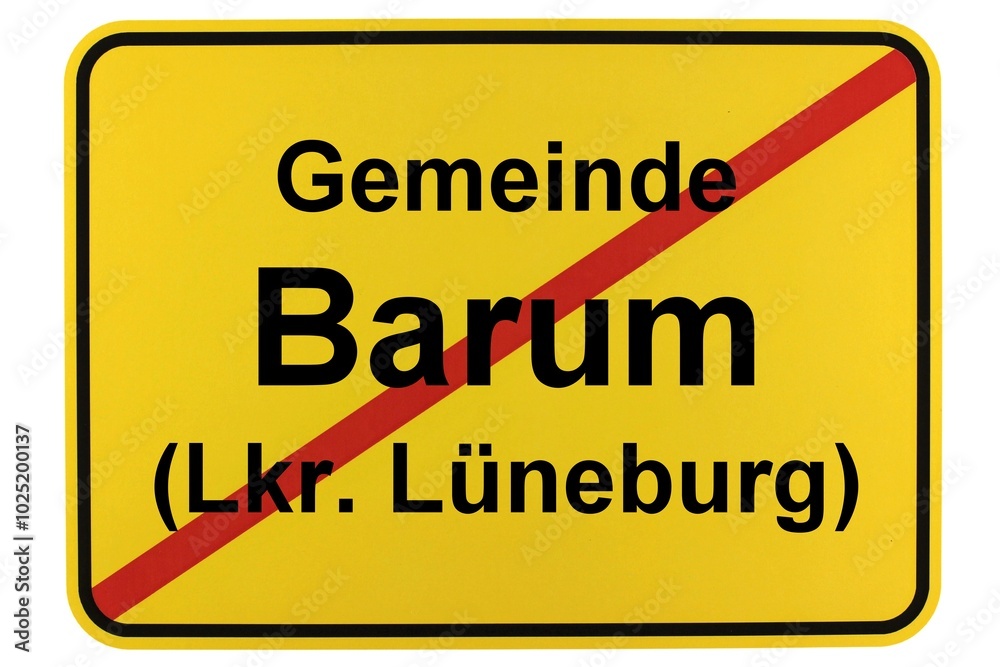 Fototapeta premium Illustration eines Ortsschildes der Gemeinde Barium (Lkr. Lüneburge) in Niedersachsen