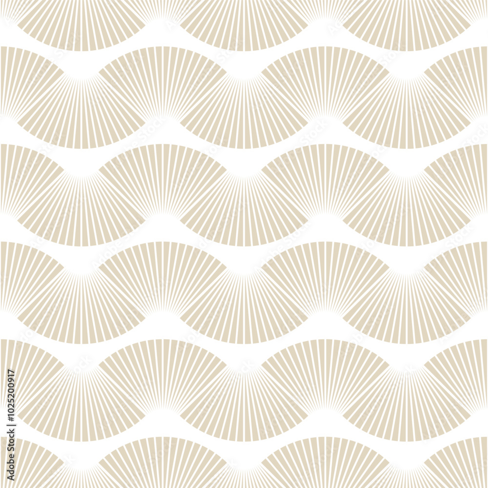 Fototapeta premium Vintage Art Deco Tan Minimal Classic Fan Wave Abstract Geometric Seamless Vector Repeat Pattern