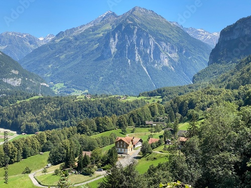 The spacious and picturesque alpine valley of Haslital in the Bernese Highlands - Meiringen, Switzerland (Das weitläufige und malerische Alpental Haslital im Berner Oberland - Meiringen, Schweiz) photo