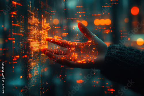 Hand Interacting with Digital Interface 