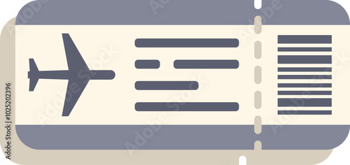 Airplane ticket representing travel and vacation time, isolated on white background