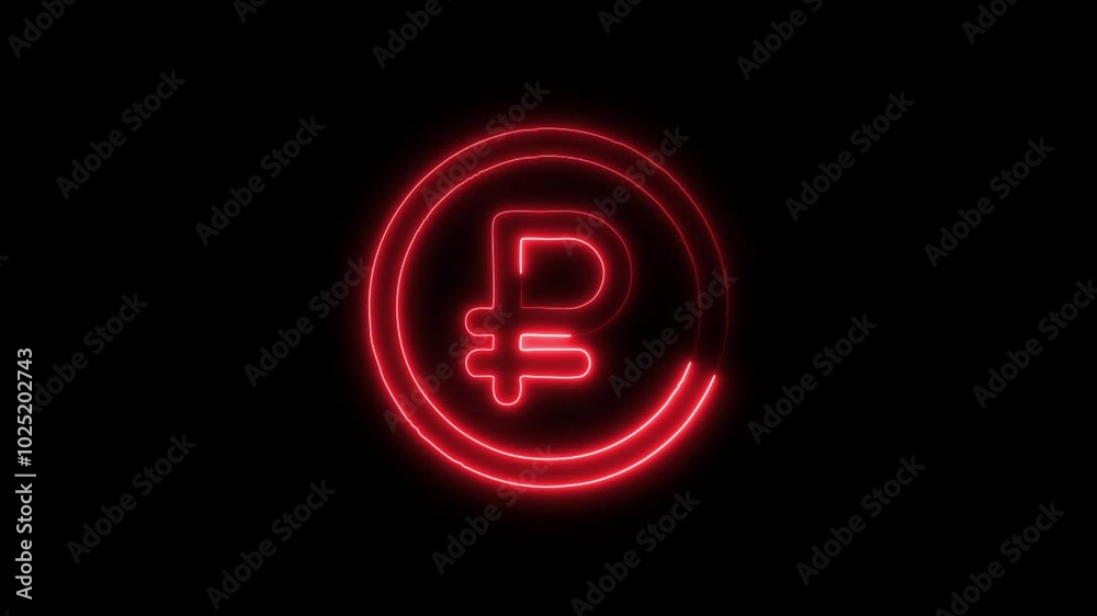 Currency Ruble Outline Icon in HD Video Neon Animation – Finance and Money Symbol on Black Background Currency Ruble Outline Icon in HD Video Neon Animation – Finance and Money Symbol on Black Background
