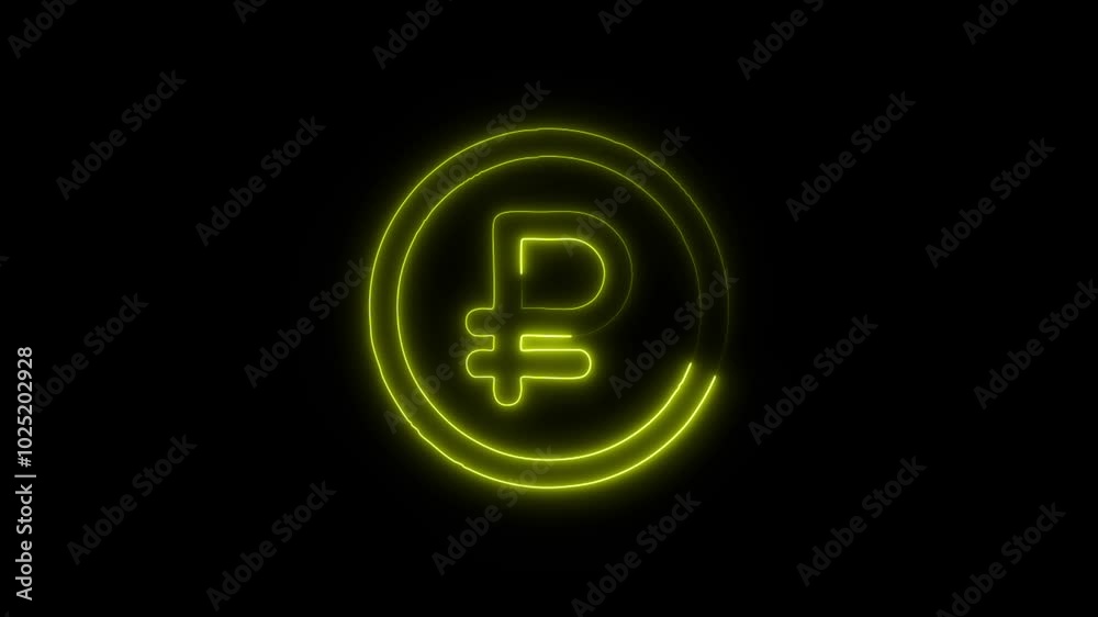 Currency Ruble Outline Icon in HD Video Neon Animation – Finance and Money Symbol on Black Background Currency Ruble Outline Icon in HD Video Neon Animation – Finance and Money Symbol on Black Background