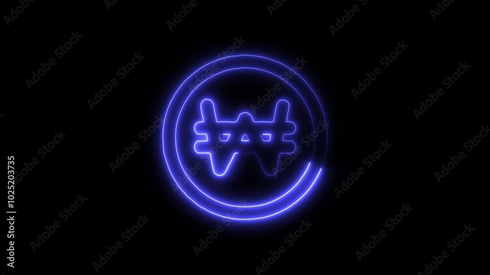 Currency Won Outline Icon in HD Video Neon Animation – Finance and Money Symbol on Black Background Currency Won Outline Icon in HD Video Neon Animation – Finance and Money Symbol on Black Background