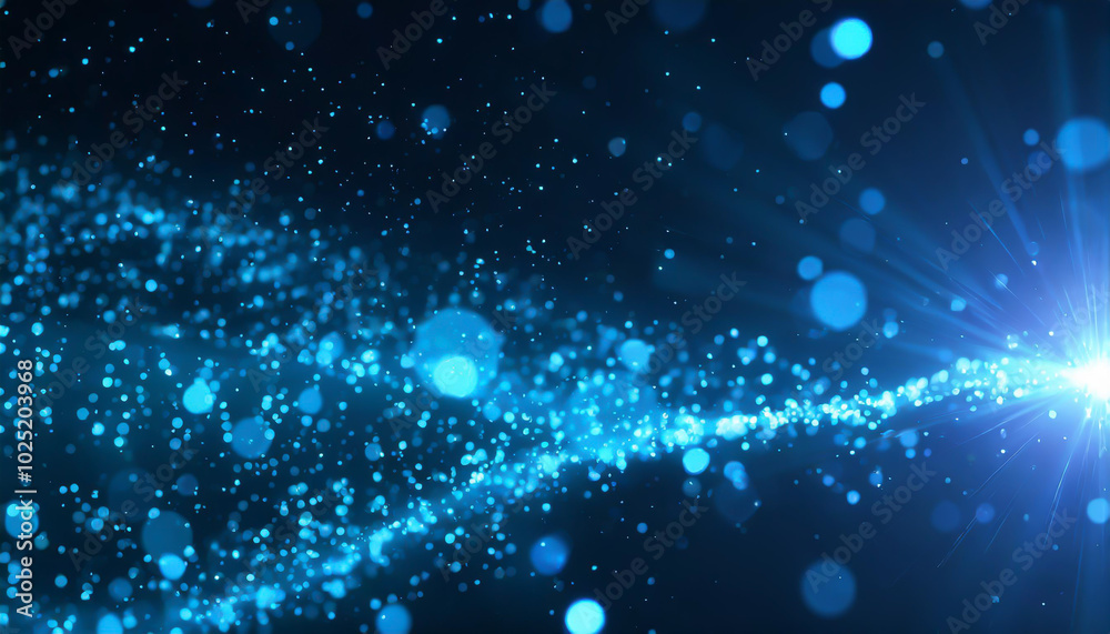 A burst of blue light and sparkling particles in a dark space, creating a magical atmosphere in a digital art concept A burst of blue light and sparkling particles in a dark space, creating a magical atmosphere in a digital art concept