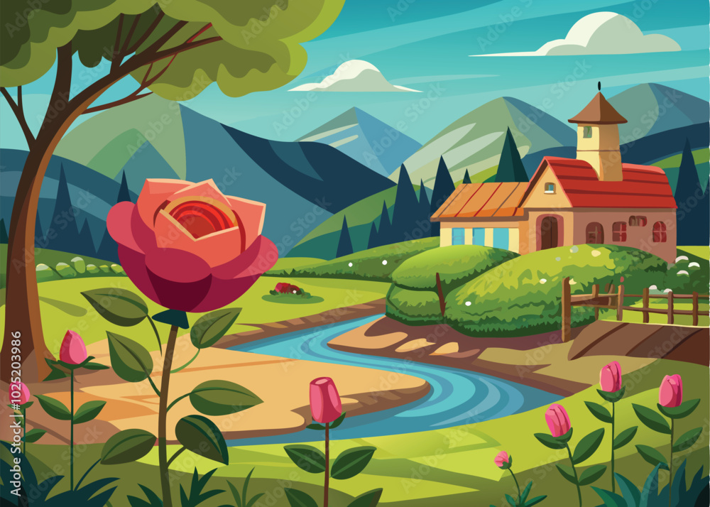 Fototapeta premium natural-environment-in-the-village-spring-season-w.eps