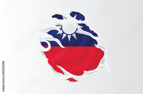 Taiwan flag ripped icon illustration