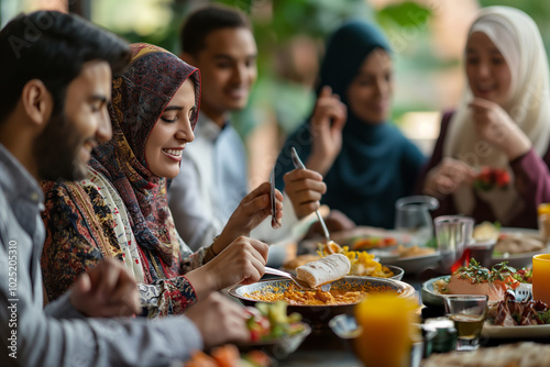 Friends of different religions sharing a meal