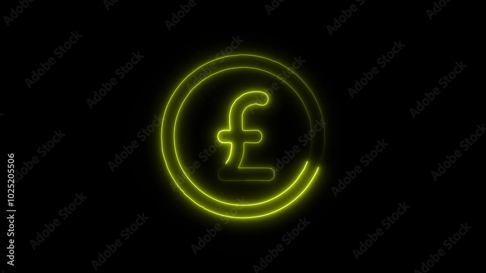 Pound Sterling Outline Icon in HD Video Neon Animation – Finance and Currency Symbol on Black Background Pound Sterling Outline Icon in HD Video Neon Animation – Finance and Currency Symbol on Black Background