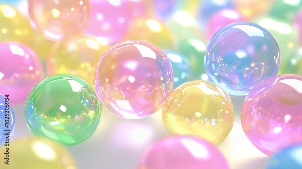 Close-up of colorful, iridescent bubbles.