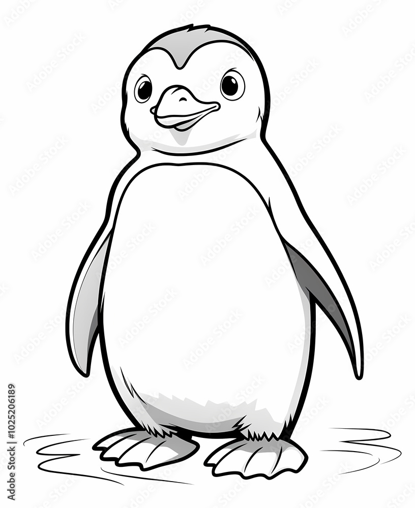 Fototapeta premium Penguin line art vector illustration isolated on a white background 
