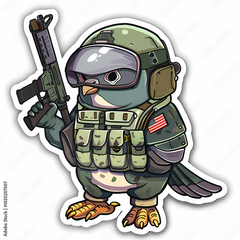 Character sticker cartoon warrior isolated on a white background Character sticker cartoon warrior isolated on a white background