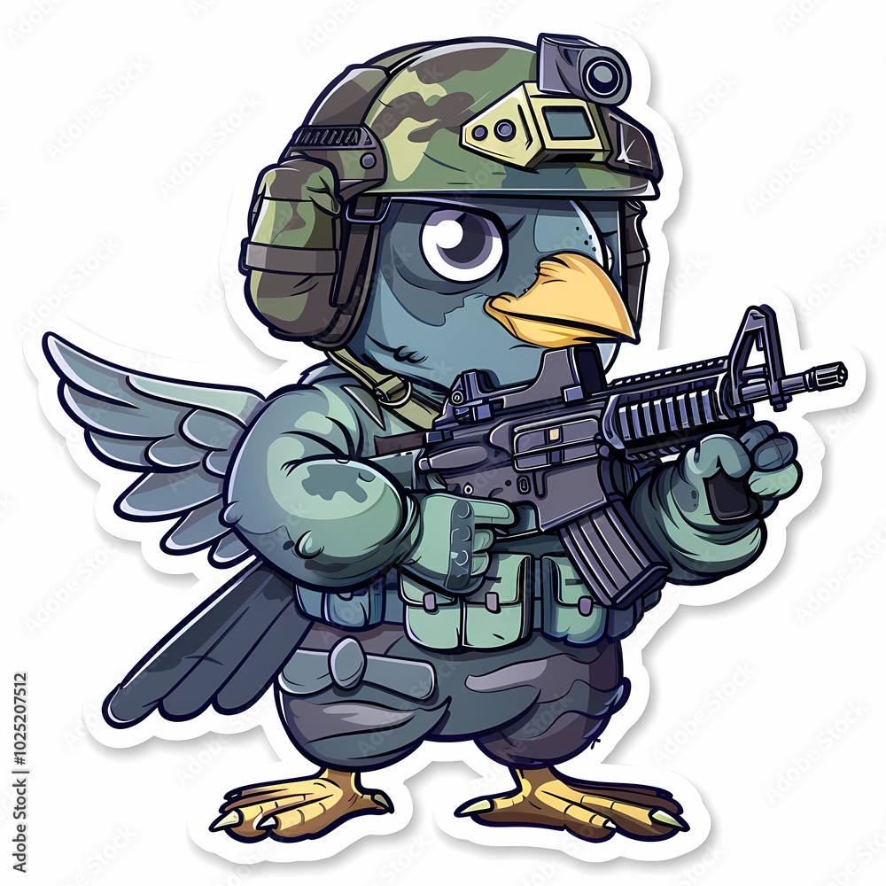 Pigeon robot cyborg warrior isolated on a white background Pigeon robot cyborg warrior isolated on a white background