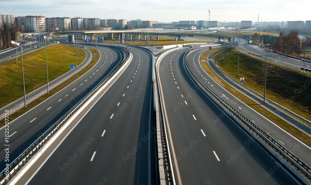 Aerial view of empty modern expressway Aerial view of empty modern expressway