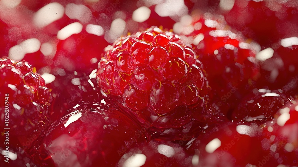 A red raspberry pile sits atop another pile, with both piles next to each other A red raspberry pile sits atop another pile, with both piles next to each other