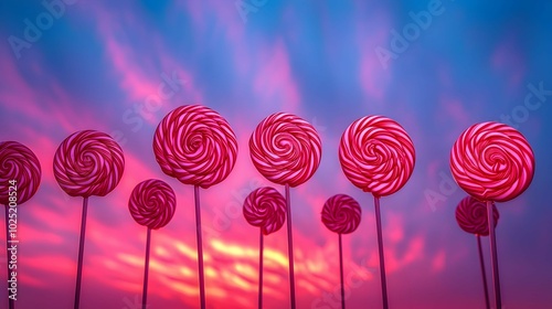 Wallpaper Mural Glowing Lollipops in a Soft Twilight Spiral Torontodigital.ca