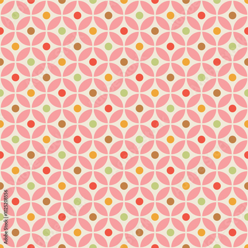 Pink Circle Segment Geometric Motif Seamless Vector Repeat Pattern