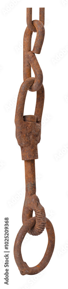 Rusty chain on isolated background. Isolated background.