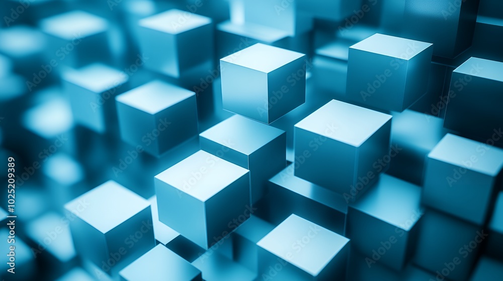 Abstract blue cubes form a modern design. Abstract blue cubes form a modern design.