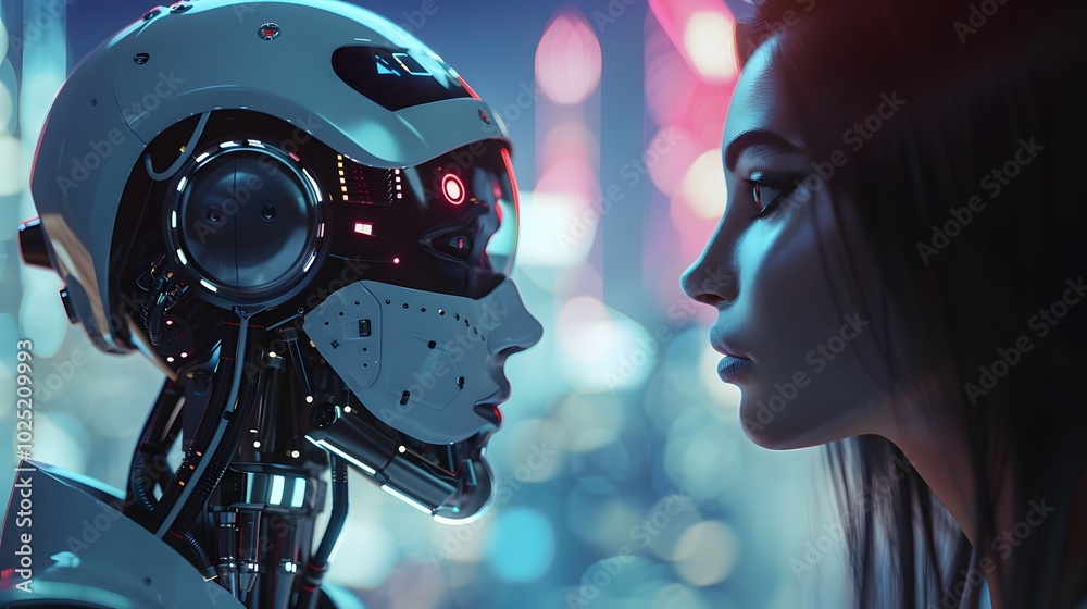 Fototapeta premium person talking with robotic ai.futuristic technology