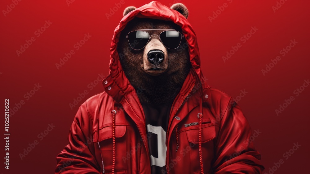 Brown bear in human trendy fashionable clothes. Neural network ai generated art Brown bear in human trendy fashionable clothes. Neural network ai generated art