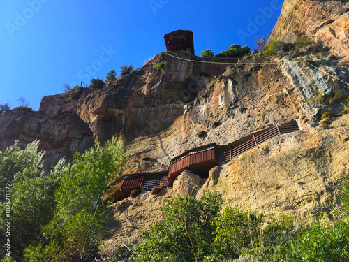 Image of Small church of Virgin Mary of shelters at side of road on Peloponnese in Greece. Greece, Peloponnese. Corinthia, Small chapel. photo