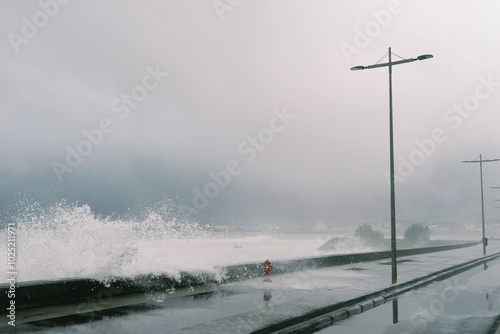 Foggy Morning on Terceira Island: Atlantic Waves Crashing Against the Azores Seafront