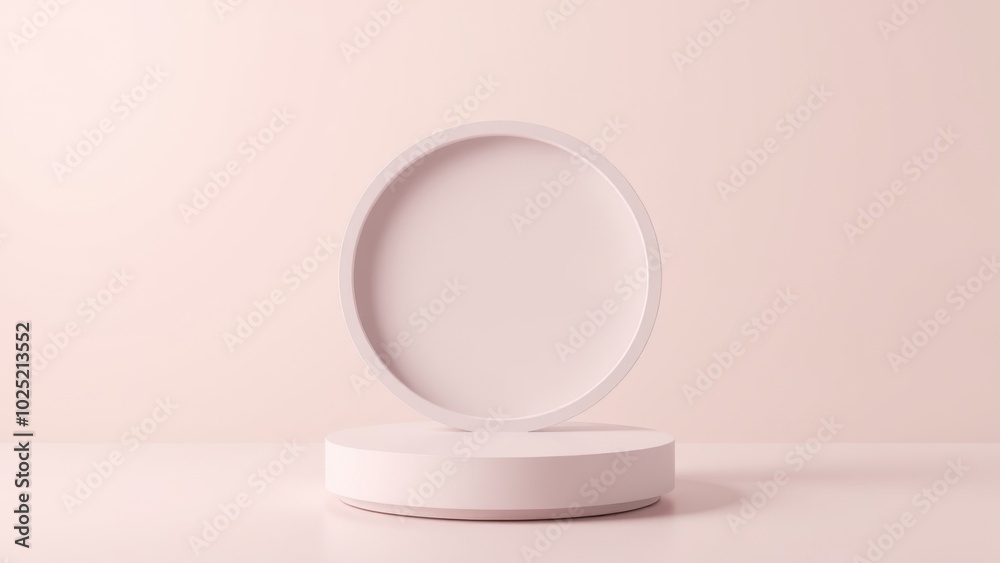 Podium for product presentation on soft light colour background.