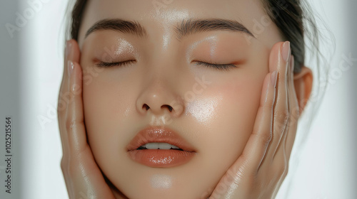 close-up of beautiful Japanese woman's hand gesture