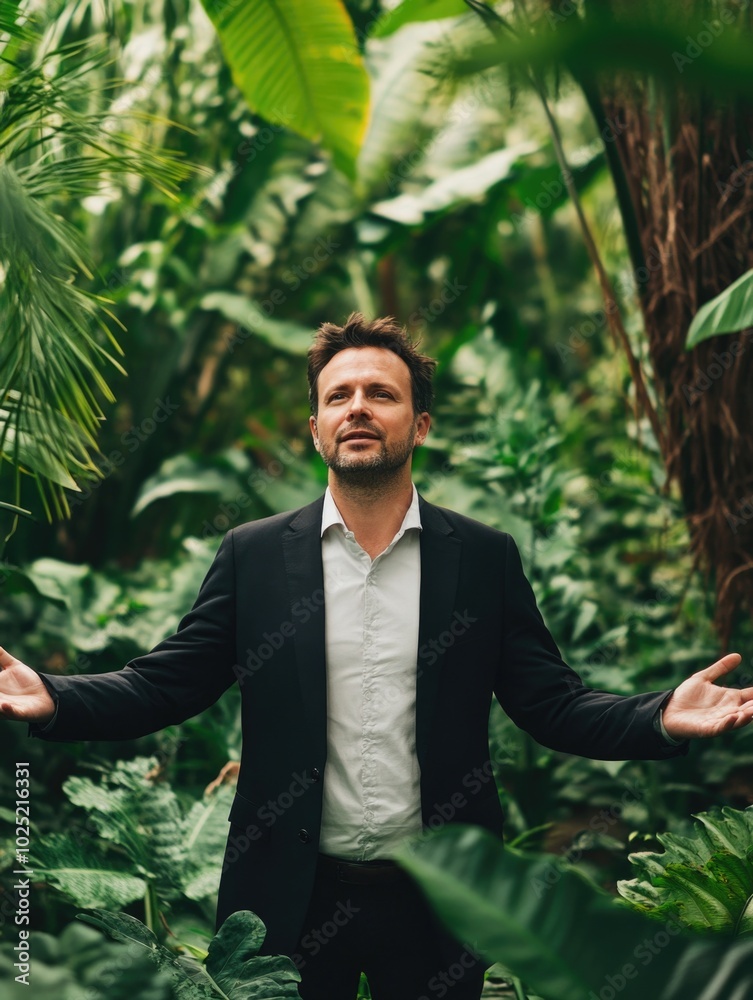 Contemplative Man in a Tropical Setting Contemplative Man in a Tropical Setting