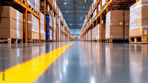 Industrial Warehouse Interior with Pallet Racks