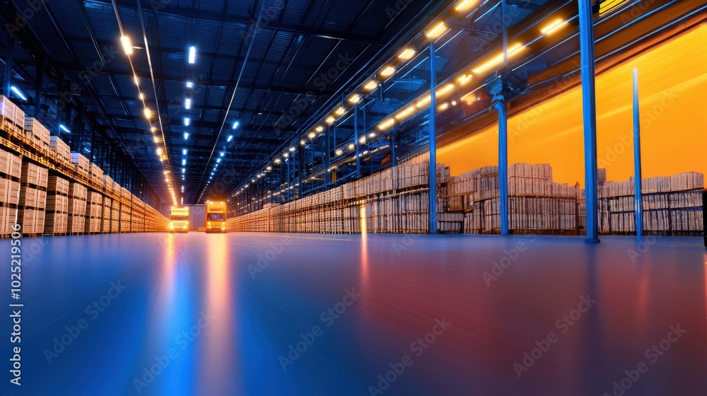 Industrial Warehouse Interior with Dynamic Lighting Industrial Warehouse Interior with Dynamic Lighting