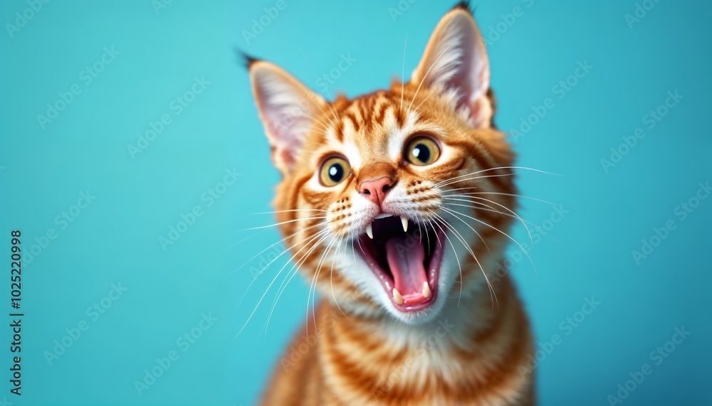 Close-Up Portrait of an Orange Tabby Cat with Captivating Eyes and Mouth, Perfect for Pet Lovers and Animal Enthusiasts Close-Up Portrait of an Orange Tabby Cat with Captivating Eyes and Mouth, Perfect for Pet Lovers and Animal Enthusiasts