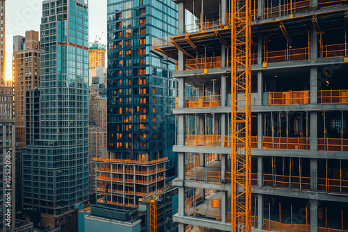 Urban high-rise buildings under construction