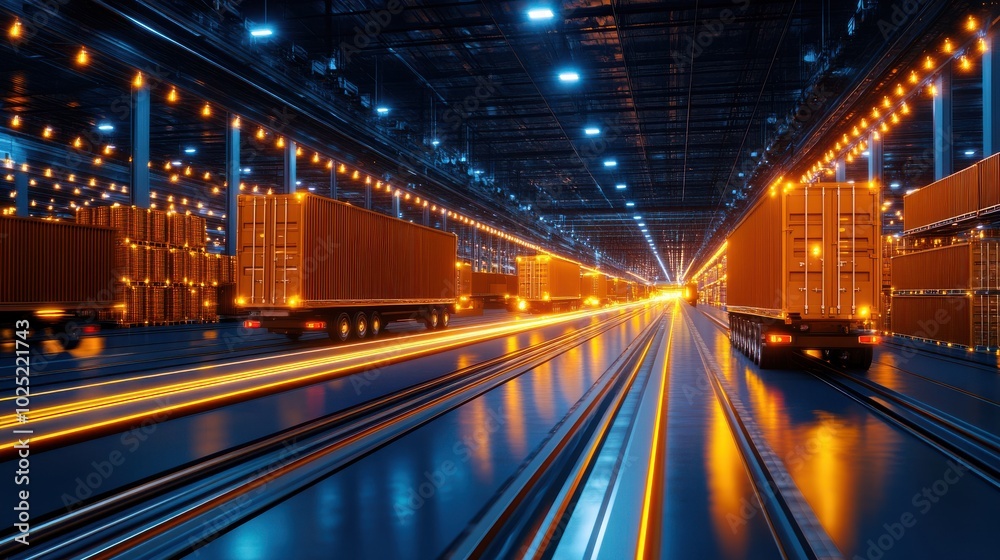 Retro-Themed Transport Warehouse with Goods Movement Retro-Themed Transport Warehouse with Goods Movement