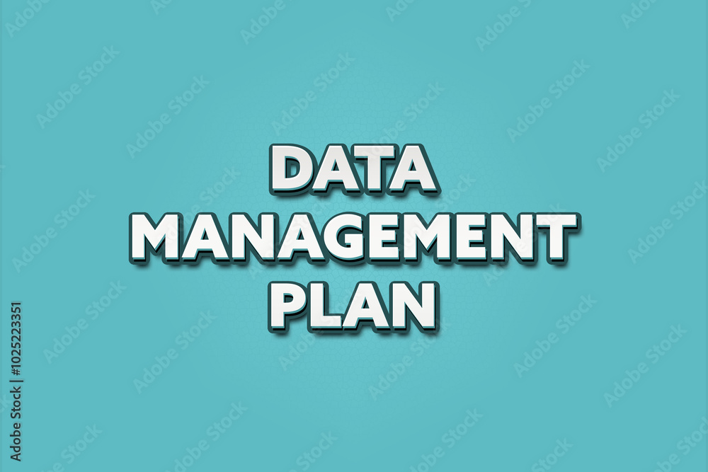 Data Management Plan. A Illustration with white text isolated on light green background. Data Management Plan. A Illustration with white text isolated on light green background.