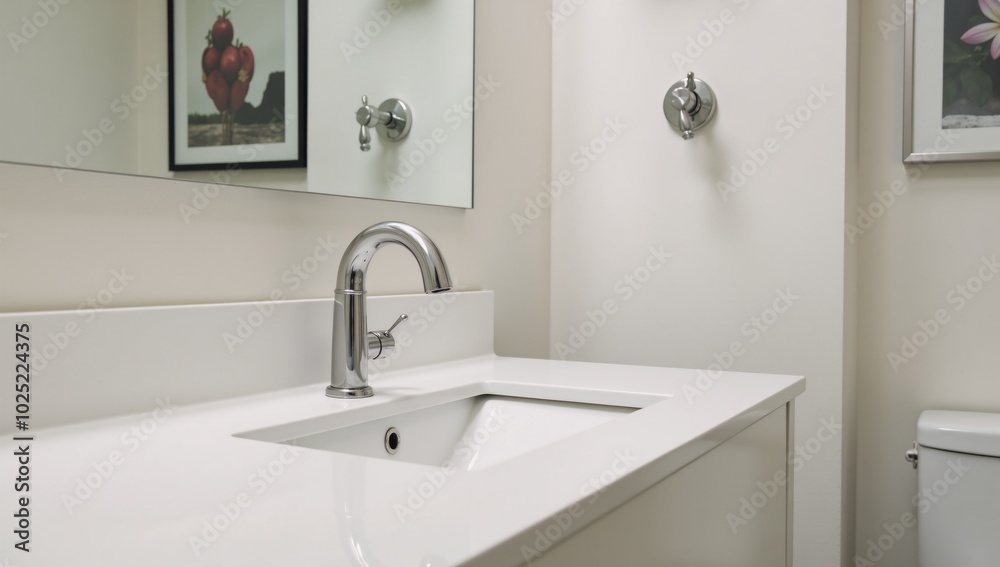 Obraz premium Modern and sleek bathroom design is depicted